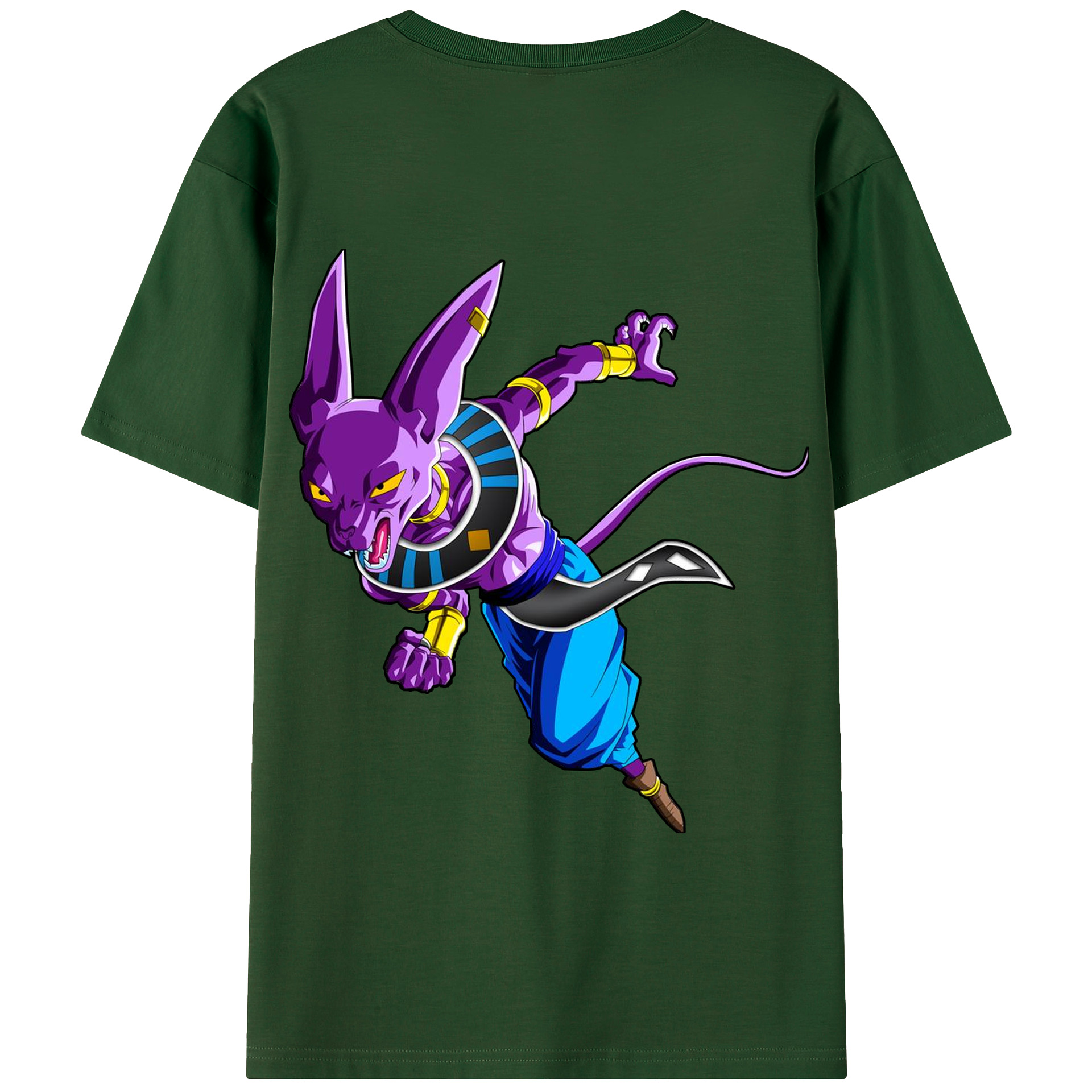 （画像用） ドラゴンボール ビルス 破壊神ビルス DRAGON BALL Beerus Birusu 綿100％半袖Tシャツ（背面プリント）